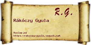 Rákóczy Gyula névjegykártya